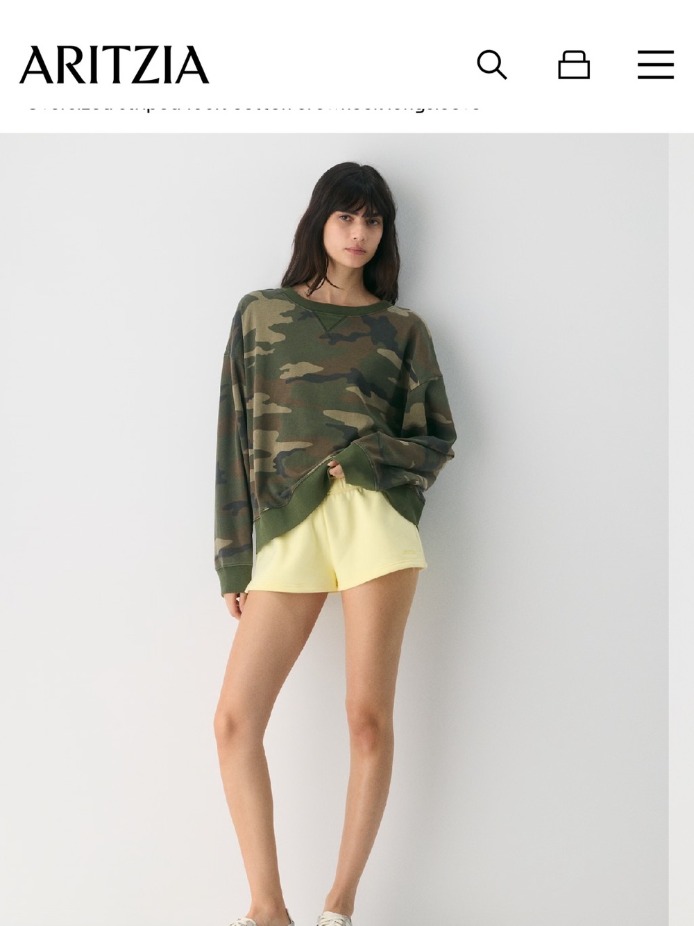 Aritzia Camo Crewneck Sweatshirt in Olive Green